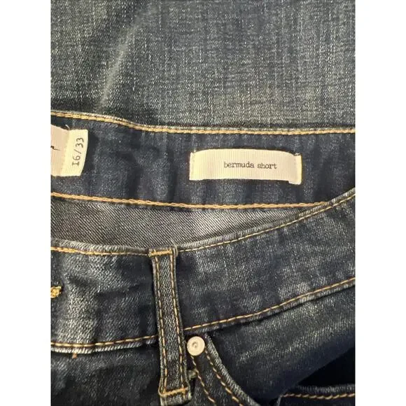 Jessica Simpson Womens Denim Bermuda Short Size 16 Blue Dark Wash Frayed Stretch - Picture 6 of 12